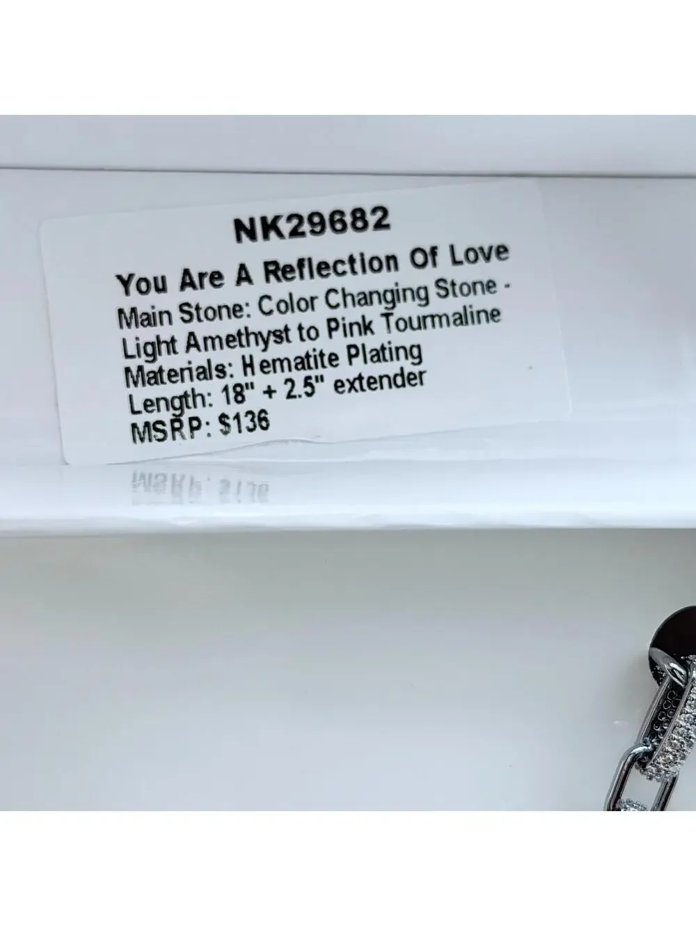 Bomb Party MHA Necklace “You Are A Reflection Of Love” Light Pink on Hematite